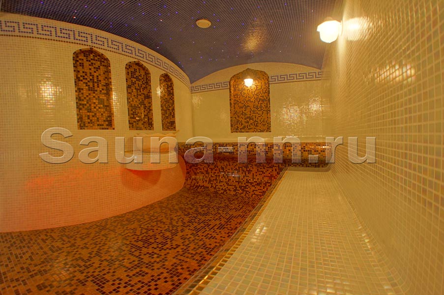 Две бани в номере: турецкий хамам и финская сауна, круглый бассейн с подсветкой и двумя гейзерами в сауне Сакура, Нижегородский район, центр.