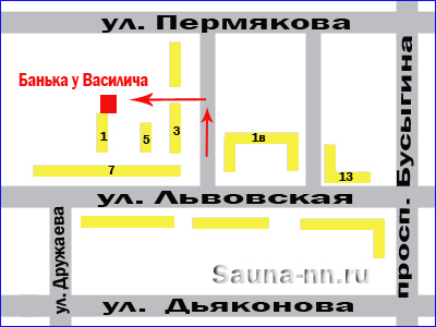 Банька у Василича — схема проезда