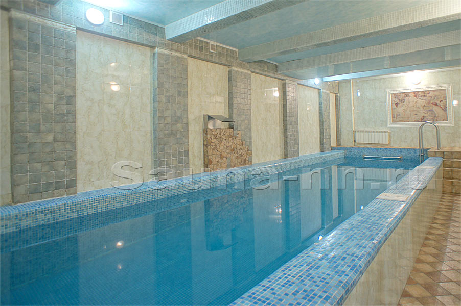 Фото большого бассейна в номере с финской и турецкой баней в сауне "Акварель"
