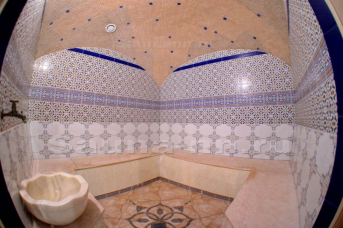 Сауна "Коралловый риф" - турецкая баня-хамам, джакузи, большой теплый бассейн с гейзером, гостиная с ТВ, теплый пол, две отдельных комнаты отдыха